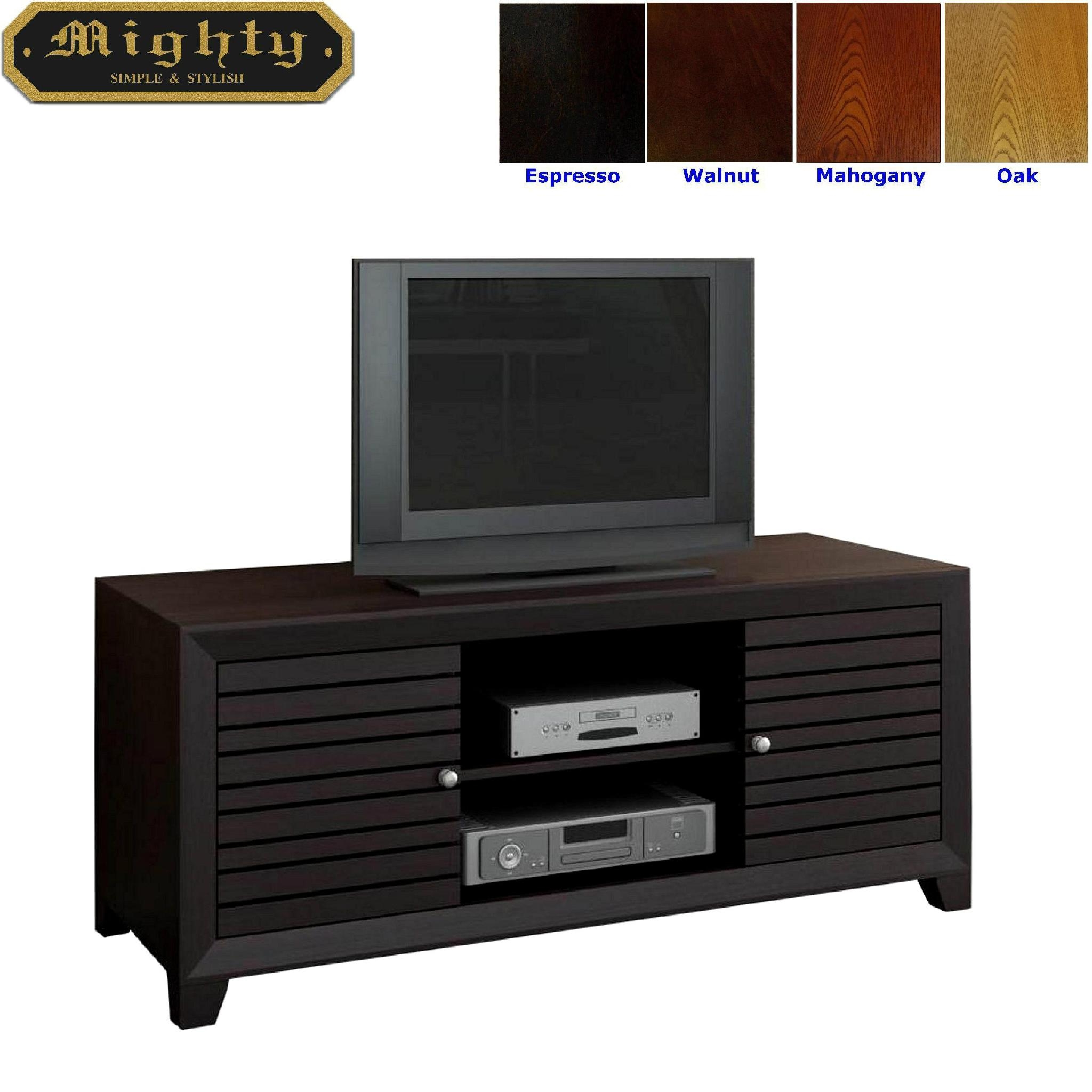 48 inch Wooden Espresso Slat Door Solid Wood TV Stand WD3209