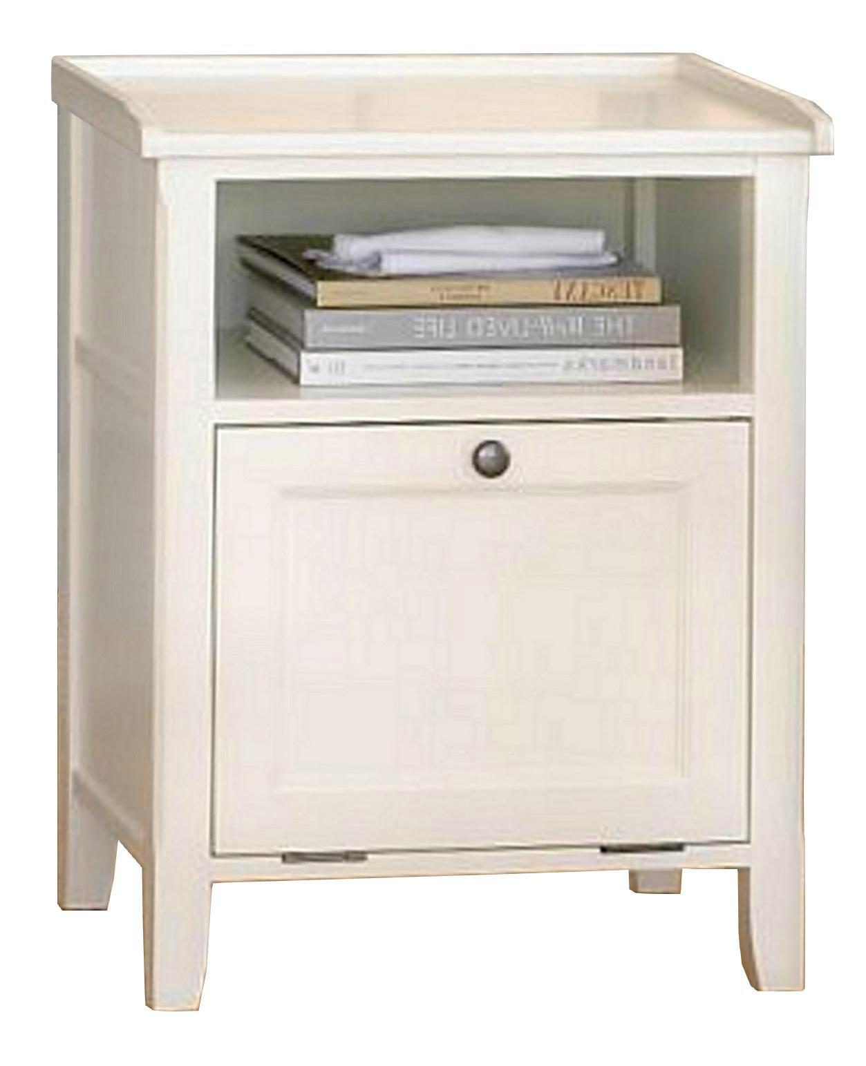 Wooden Modern Occasional White Side Table With Storage WD2084