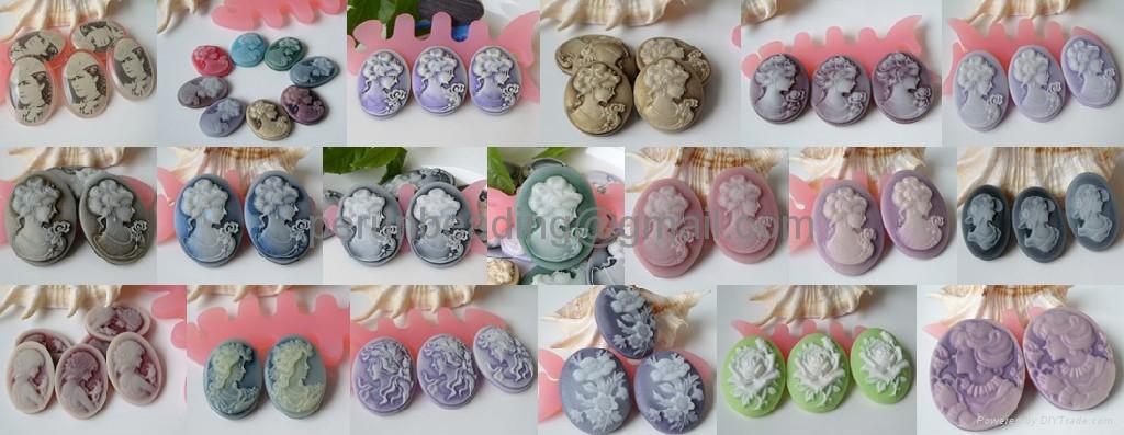 resin cameo in various colors and sizes