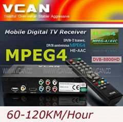 DVB-T with MPEG4 with one tuner,with 60-120KM/H 