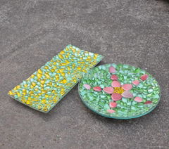 DIY glass and ceramic mosaic artwork decorative plate-square and round