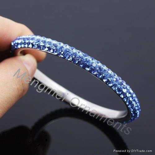 3 row crystal stainless steel bangles 3