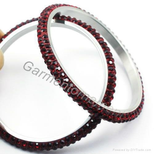 3 row crystal stainless steel bangles 4