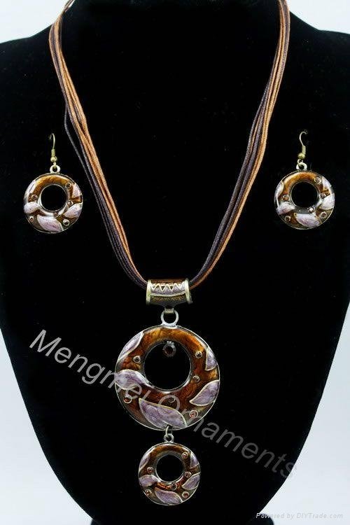 enamel pendant metallic jewelry sets 2