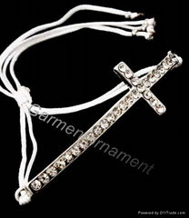 adjustable cord crystal cross bracelet 2012 newest style