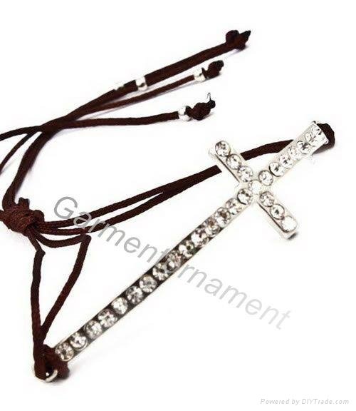 adjustable cord crystal cross bracelet 2012 newest style 2