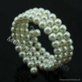 3 row coil glass pearl bracelet 3