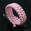 3 row coil glass pearl bracelet 4