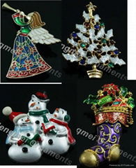 Crystal Christmas Brooches 