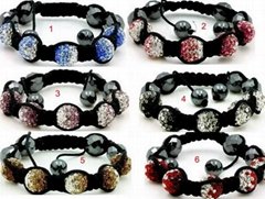 gradient color clay balls cord adjustable shamballa bracelet