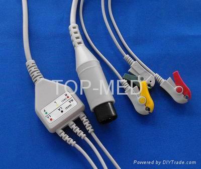 One piece 3-lead ECG cable 3