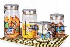 4pc glass canister set