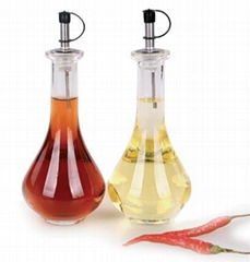 2pc Mouth Blown Glass Oil & Vinegar Cruets