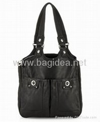 A5193 Black double handle totes with twist-locks decoration