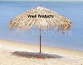 TROPICAL REAL PALM LEAF THATCHED WOODEN UMBRELLA