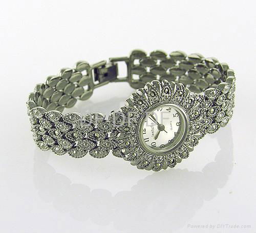 纯银马克赛石手表silver marcasite watch 2