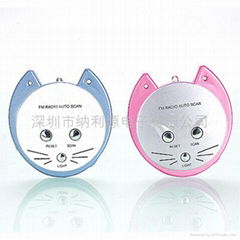 Mini Cartoon FM auto scan radio with earphone 