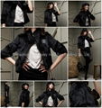 Women's Rabbit Fur Coats Rabbit Fur  Jackets Z22 Black 1