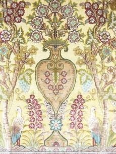 Hand made silk carpet with gold wire 3