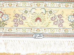 Hand made silk carpet with gold wire 4