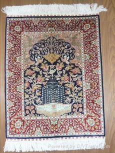 Hand knotted silk carpet Hereke design