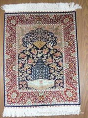 Hand knotted silk carpet Hereke design