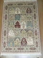 Hand knotted silk carpet Qom design