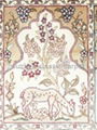 Hand knotted silk carpet Qom design 5