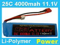 11.1V 4000MAH 25C Rc lipo battery