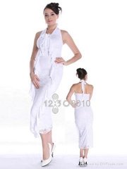 White embellished halter dress