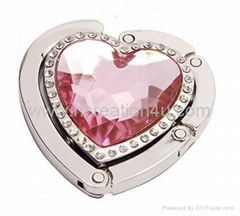 heart rhinestones purse hanger