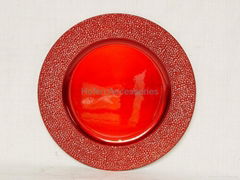 Red Silver Leaf Charger Plate