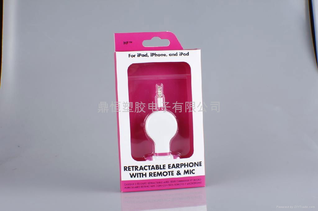 retractable earphone with remote& mic 