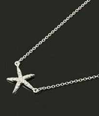 Fashion Rhinestone Starfish Pendant Necklace