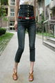 High Waist Cropped Siamese Elastic Jeans