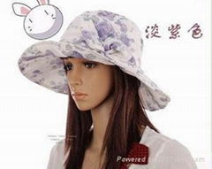 Flower Pattern Hat Cap Light Purple 