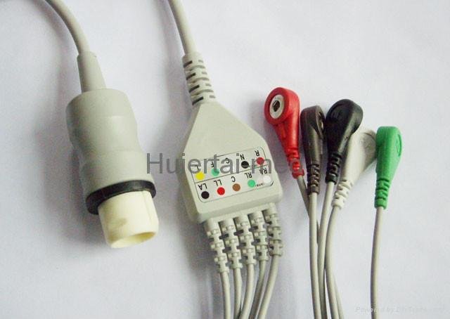 HP M1735A one piece 5-lead  ECG cable with leadwires