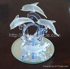 glass figurine|glass dolphin figurine