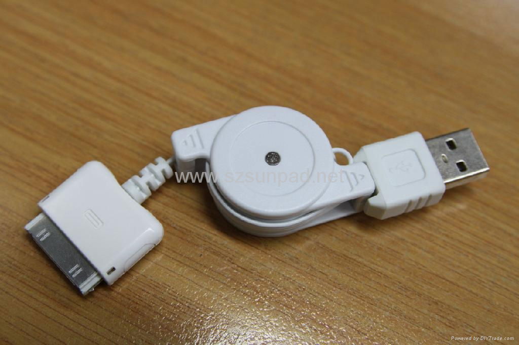 Retractable USB Charging & Data Transferring Cable for  iPod & iPhone 4/3GS/3G 