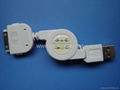 Retractable USB Charging & Data Transferring Cable for  iPod & iPhone 4/3GS/3G  2