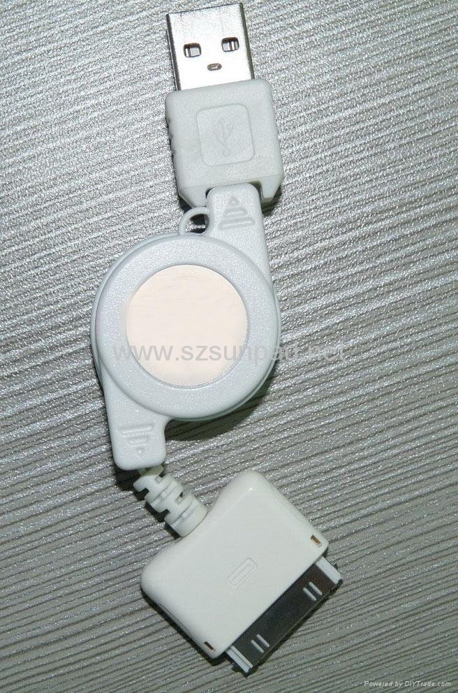 Retractable USB Charging & Data Transferring Cable for  iPod & iPhone 4/3GS/3G  3