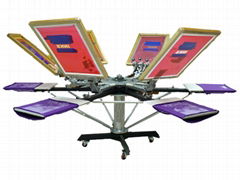 6 color 6 station screen printing machine