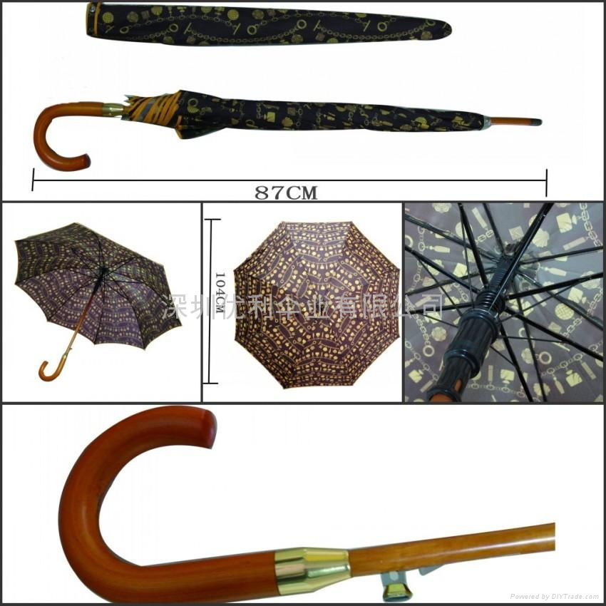 Sold out! Gold plated wooden luxury umbrella, sun-rain gear 2
