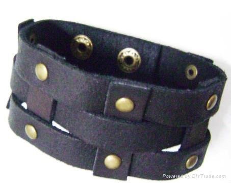 wristband, black leather jewelry, leather jacket, leather bangle 2