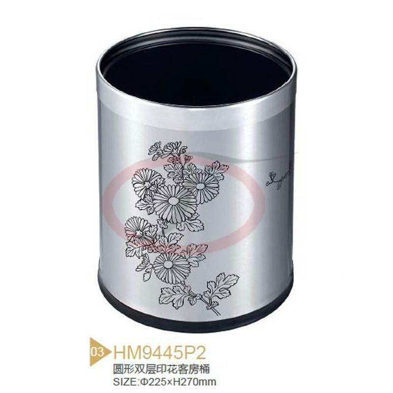 Round Fashion Printing Hotel Garbage Bins 2