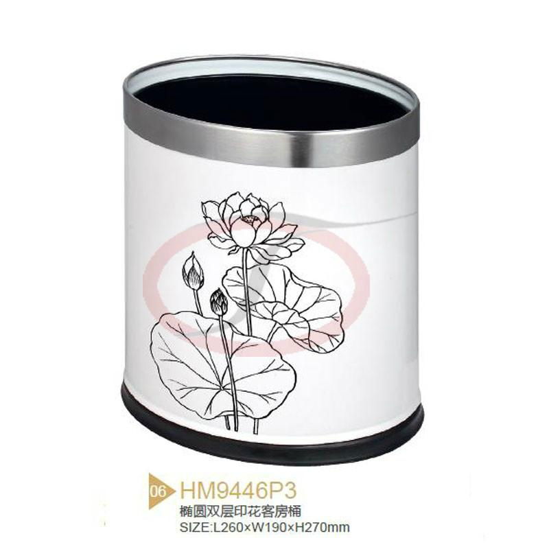 Round Fashion Printing Hotel Garbage Bins 3