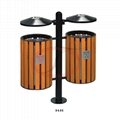 2 Stream Pole Mounted Plastic Wood Outdoor Recycling Waste Bins