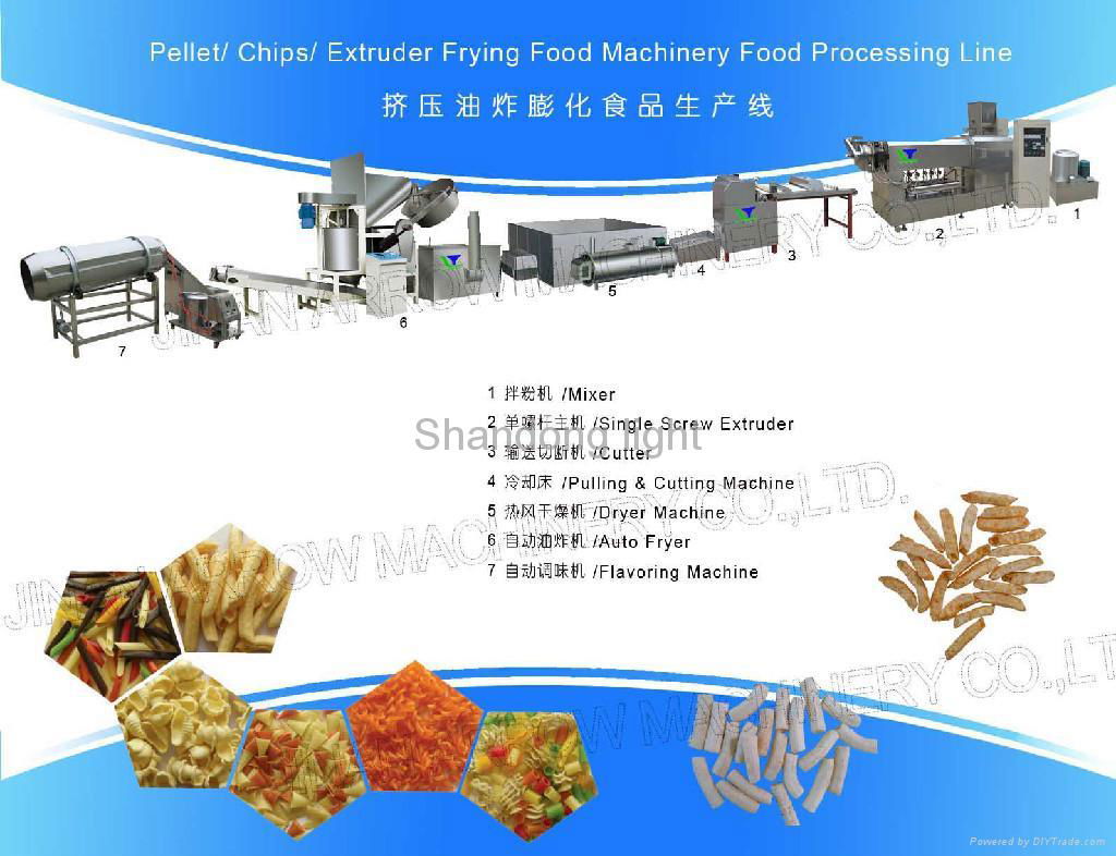 Snacks/ food machine: single-screw Extruder, Pellet / Chips /Extruded Frying Foo