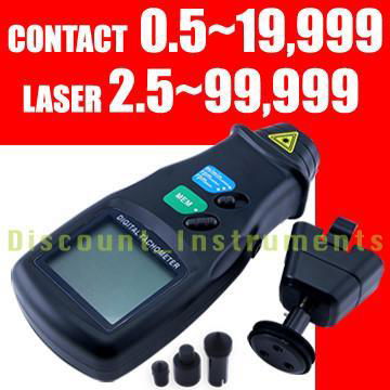 Digital LASER Sensor Photo & Contact Tachometer Tach