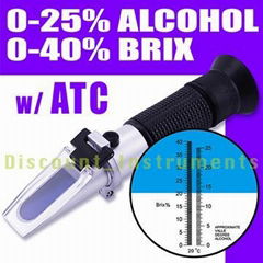 Wine Grape Alcohol Refractometer 0-40% Brix 0-25% VOL